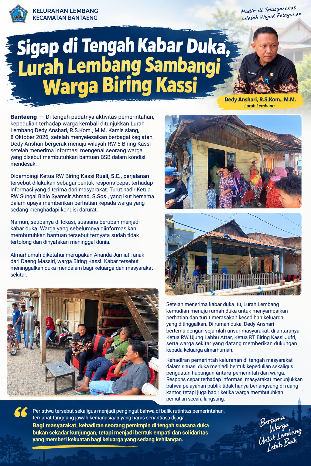 Sigap di Tengah Kabar Duka, Lurah Lembang Sambangi Warga Biring Kassi